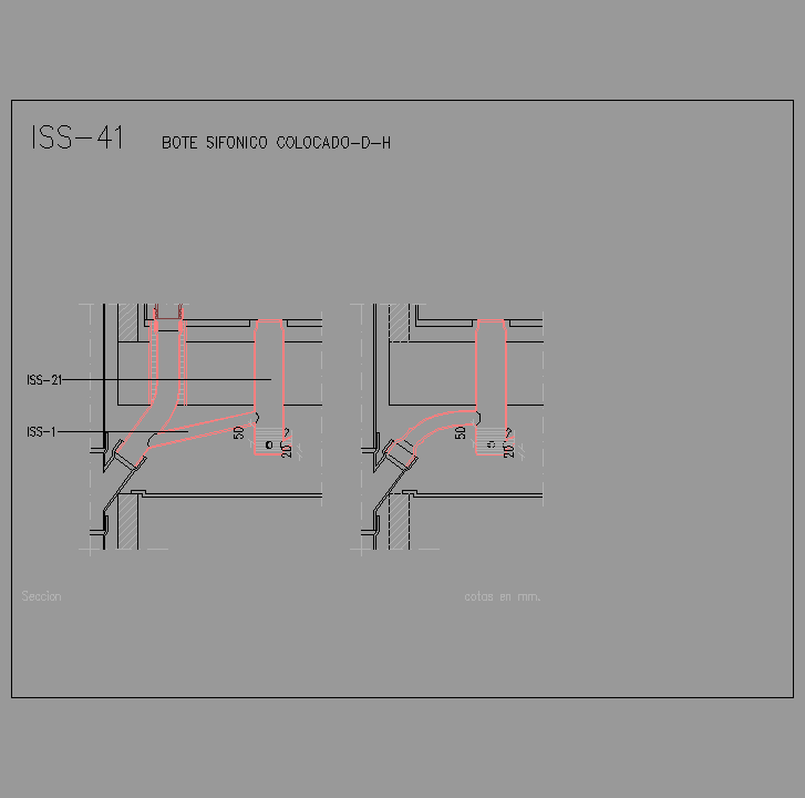 Bloque Autocad Bote sifónico colocado